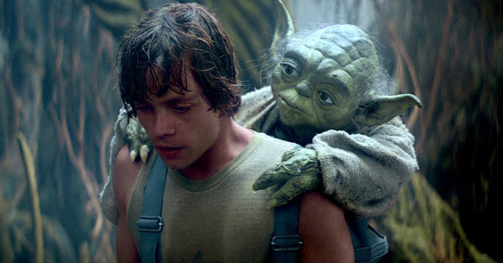 Luke Skywalker and Yoda. 