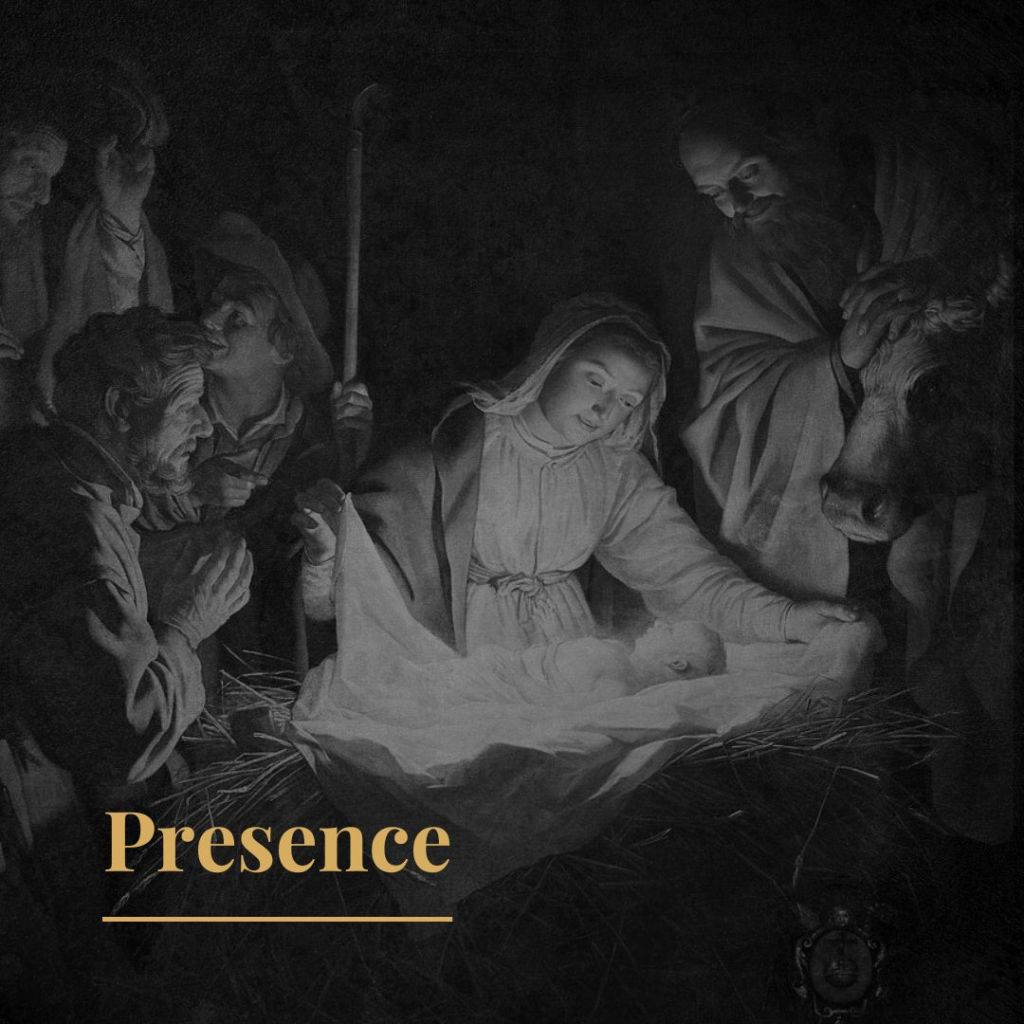 Black and white picture of Mary and Baby Jesus. 