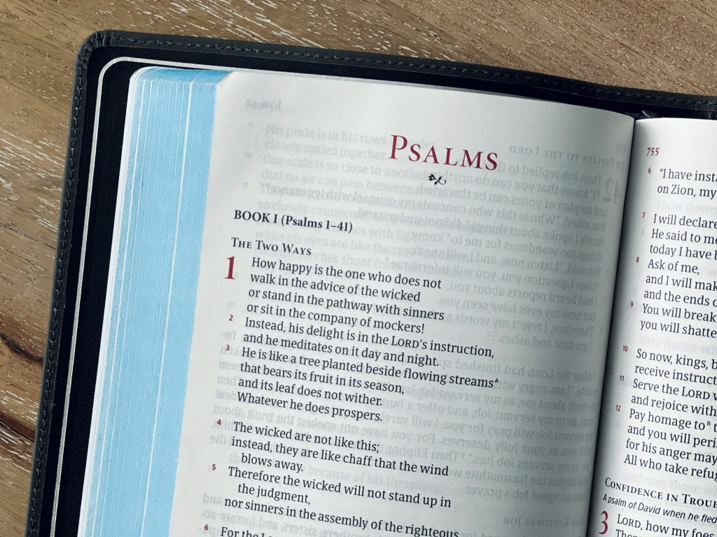 premium bible open to psalm 1